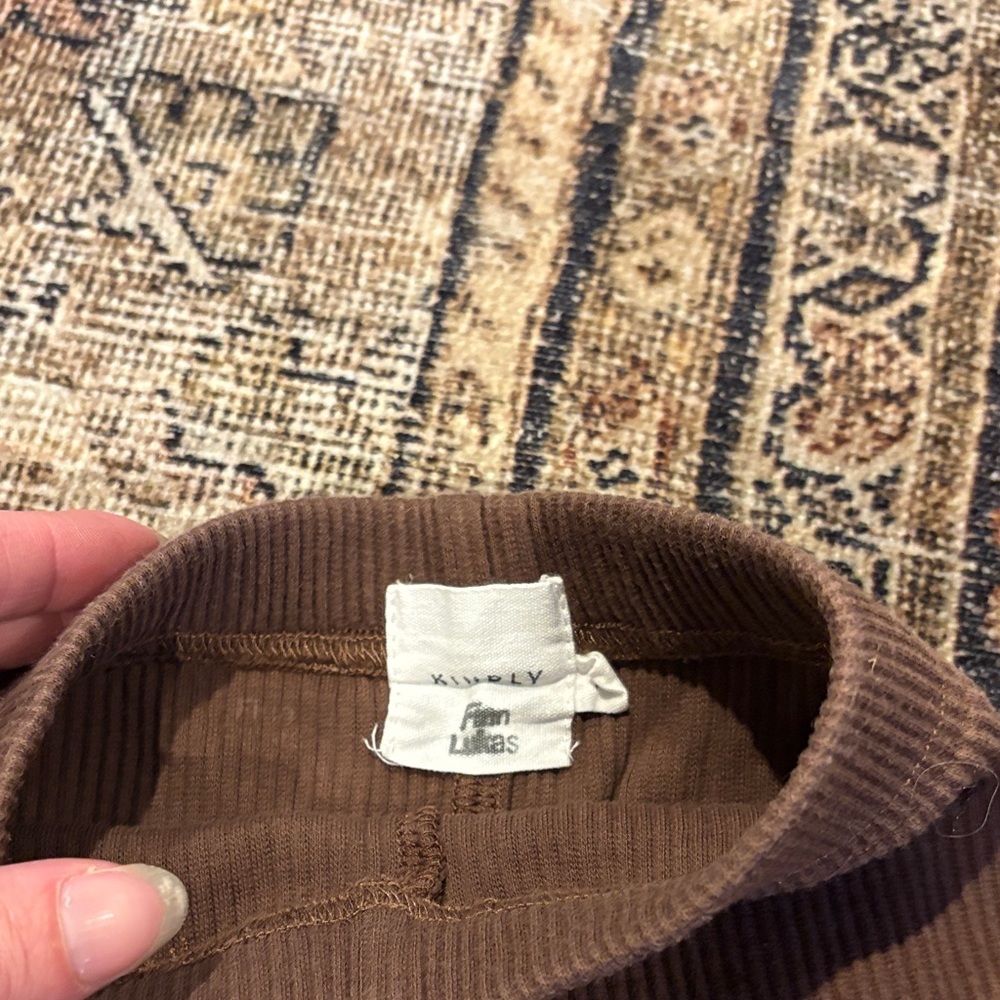 Kids Ribbed Bike Shorts — Brown - Picture 2 of 2